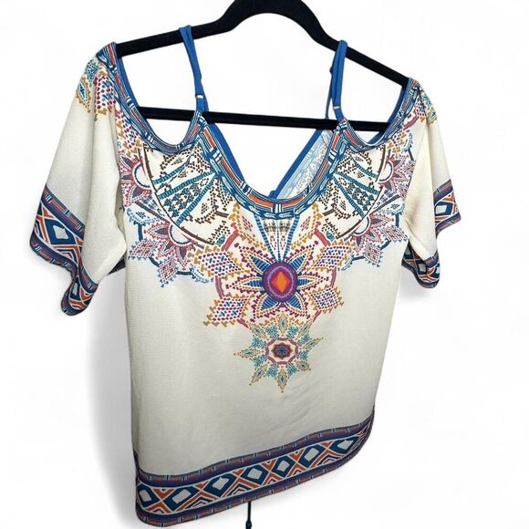 Boho Embroidered Cold Shoulder Top – Festival Style - Picture 4 of 4